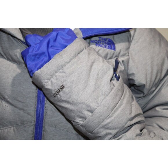 Womens THE NORTH FACE 550 DOWN HOODED QUILTED PUFFER GRAY PURPLE Coat Destiny XS - Picture 9 of 14